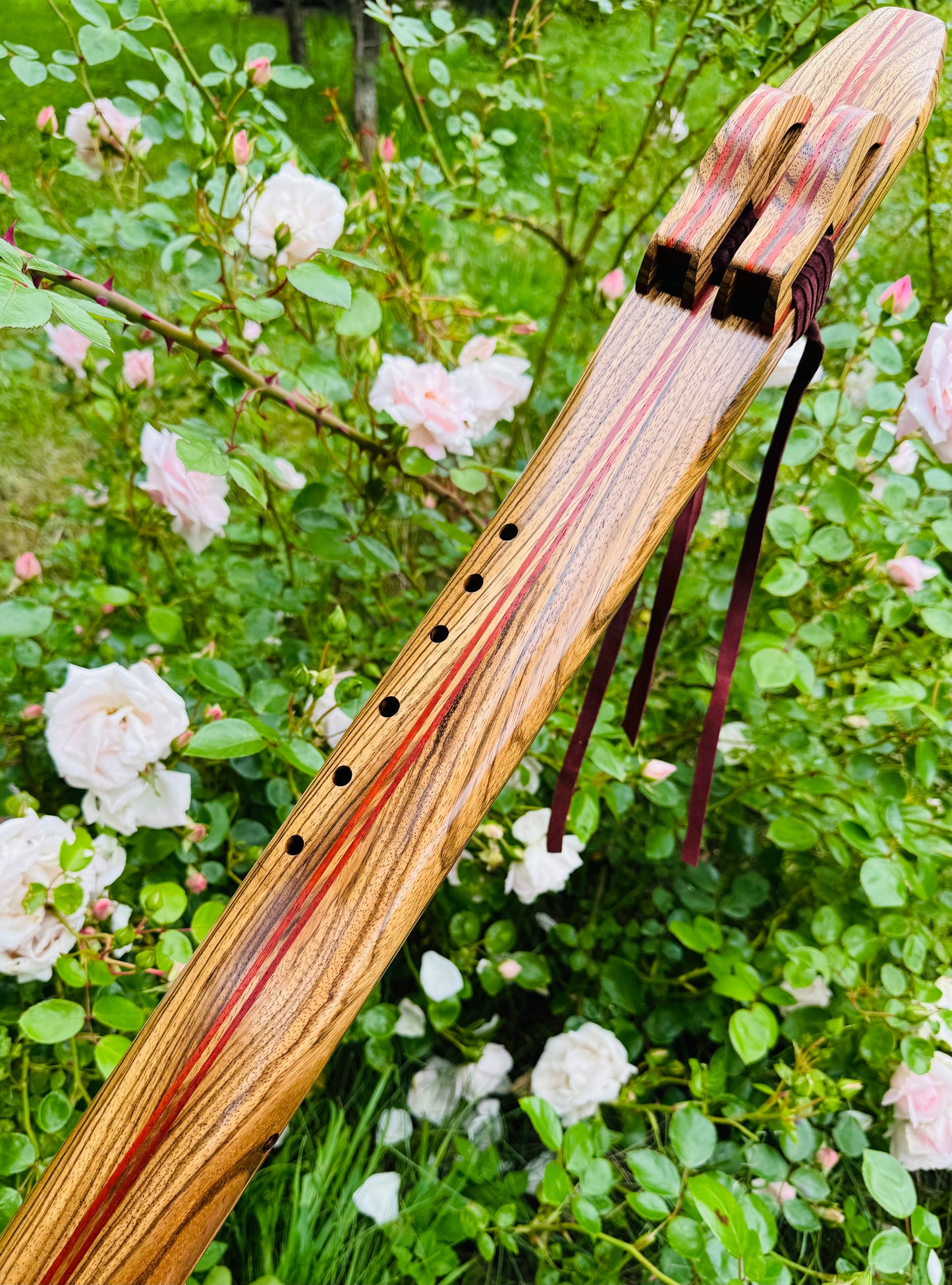 Native Americans double flute Zebra wood F# 432Hz