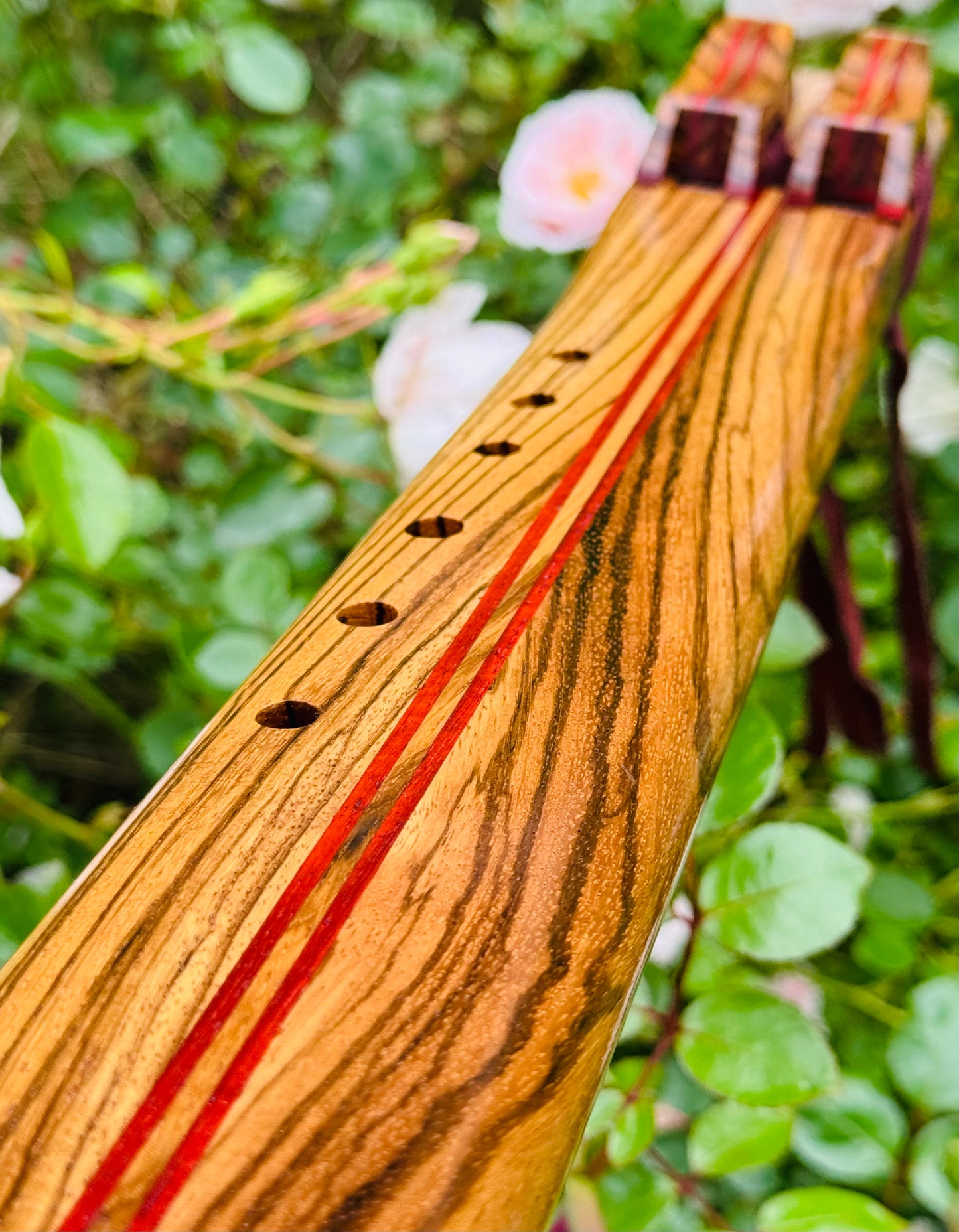 Native Americans double flute Zebra wood F# 432Hz