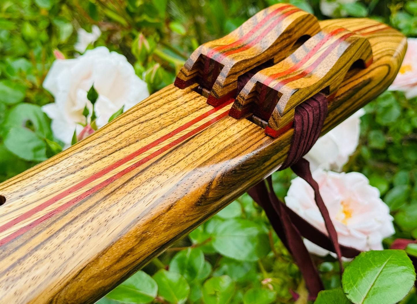 Native Americans double flute Zebra wood F# 432Hz