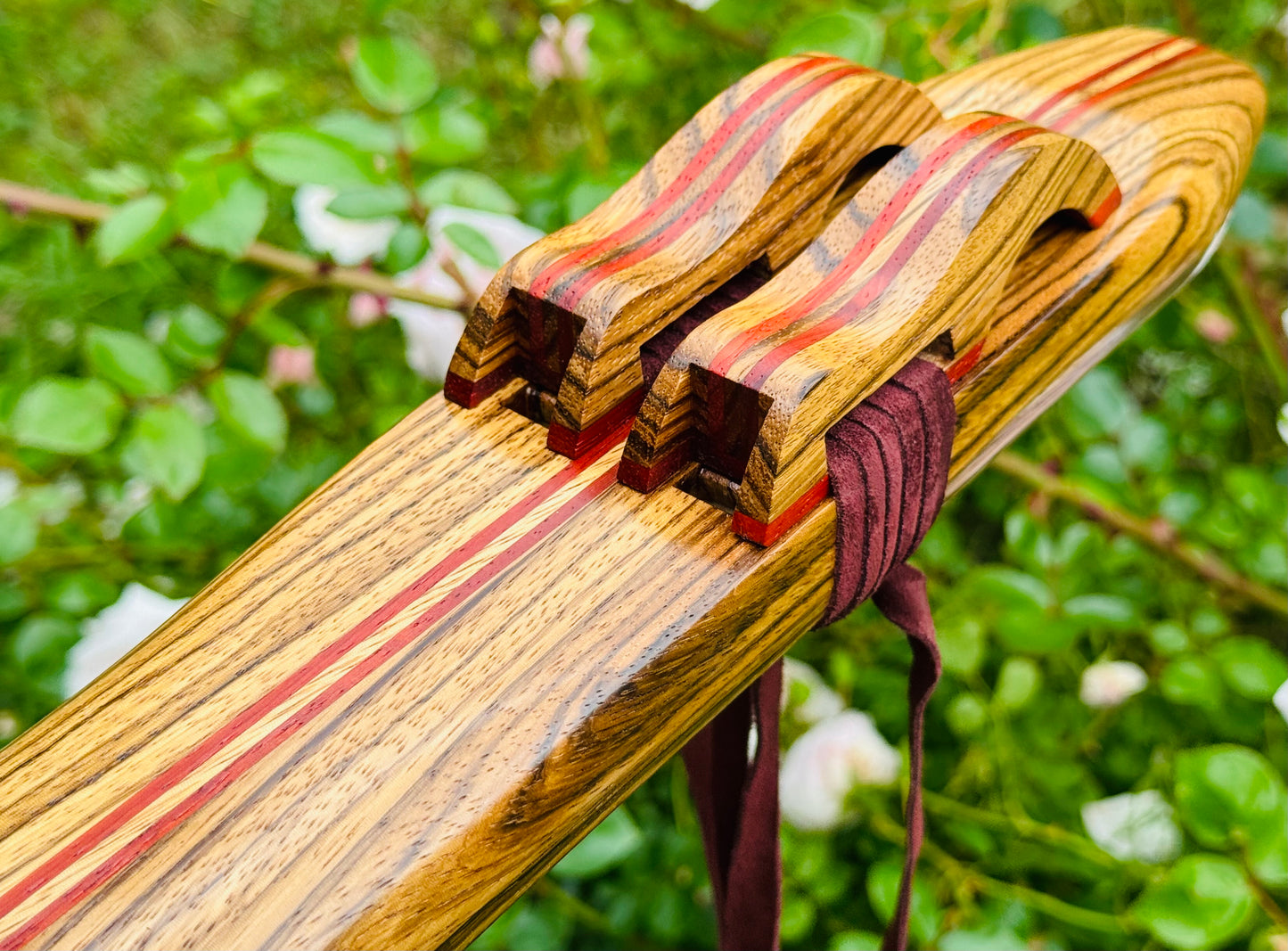 Native Americans double flute Zebra wood F# 432Hz