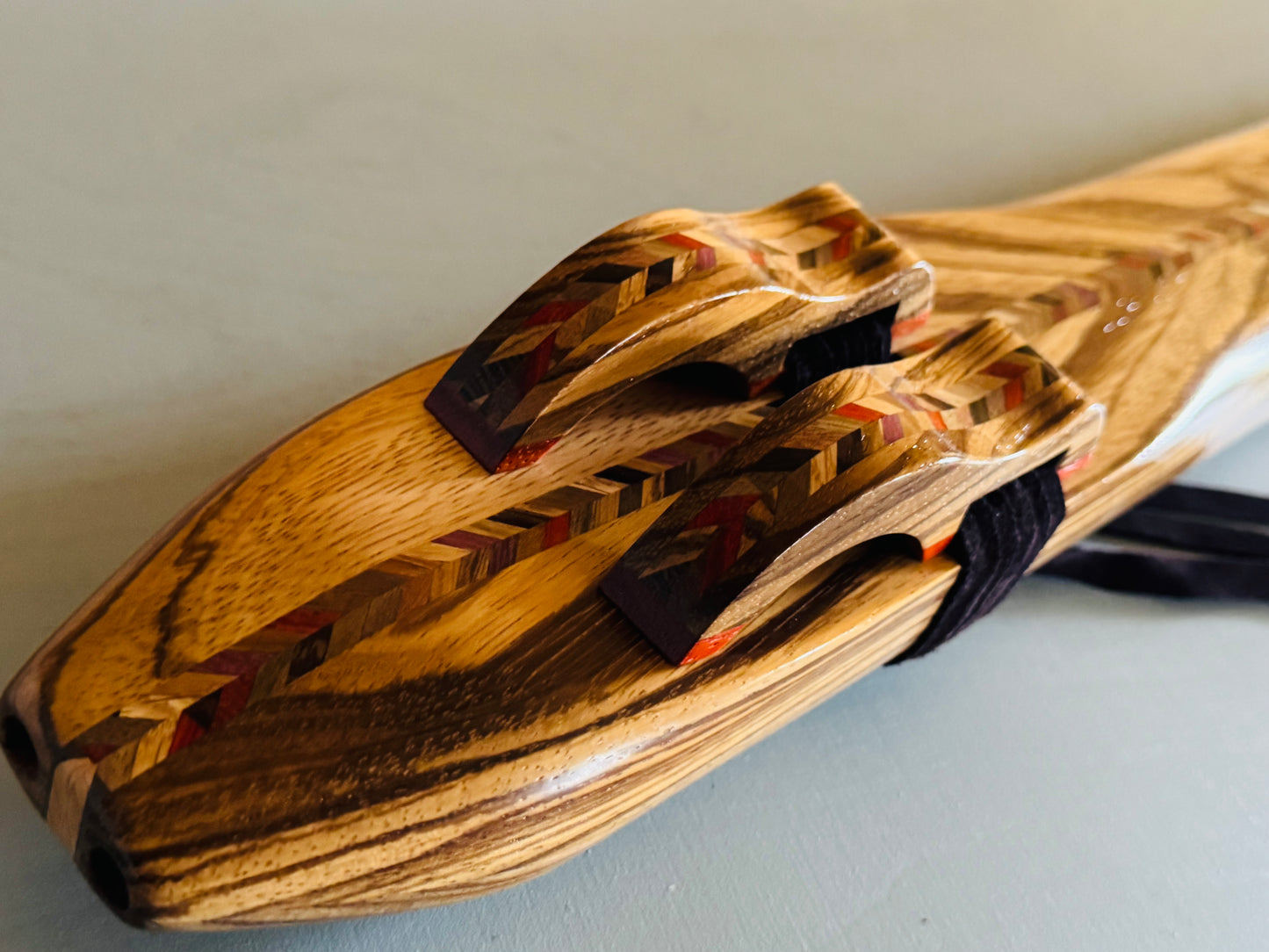 Native Americans double bass flute Zebrano D 440Hz