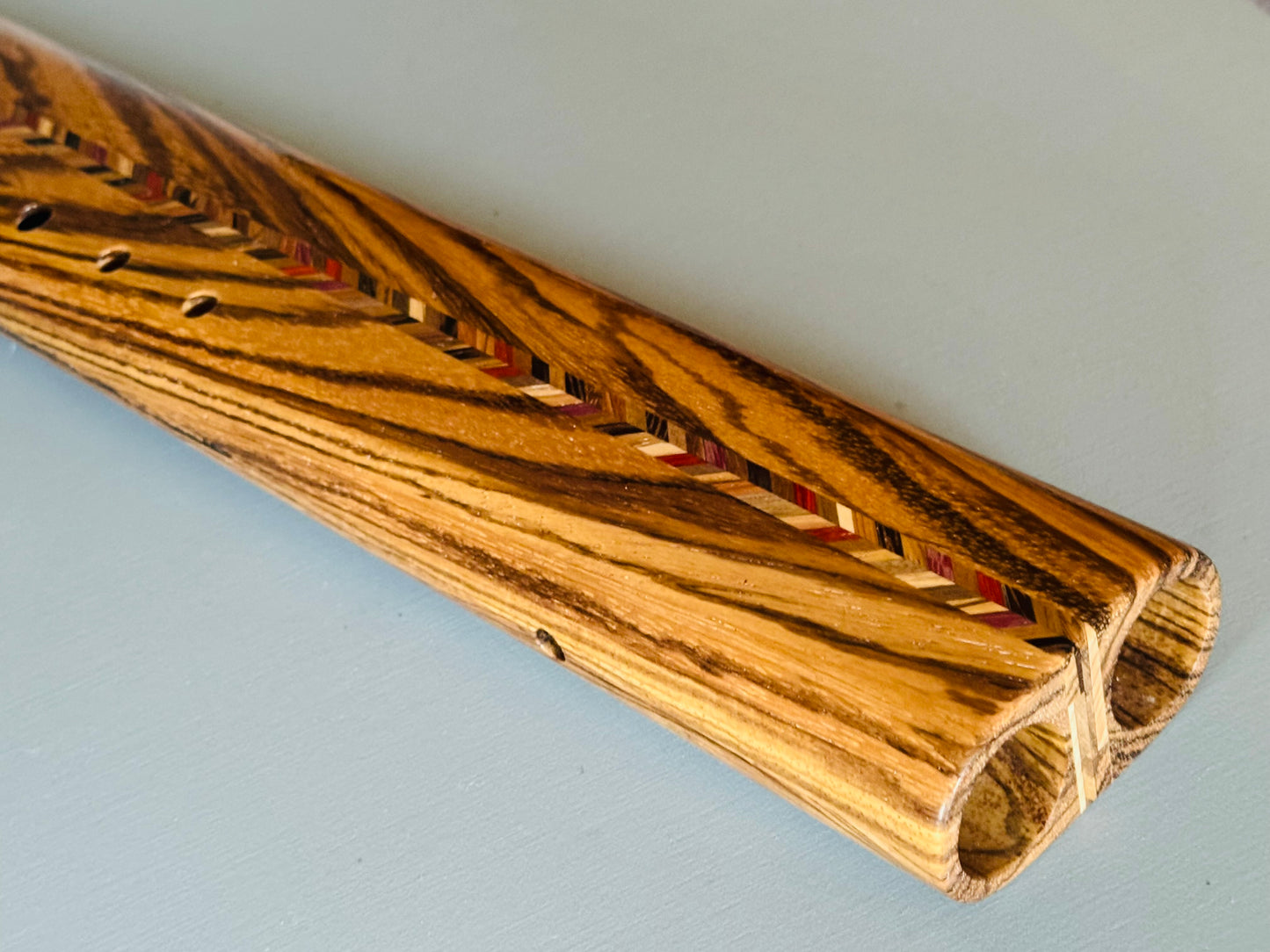 Native Americans double bass flute Zebrano D 440Hz