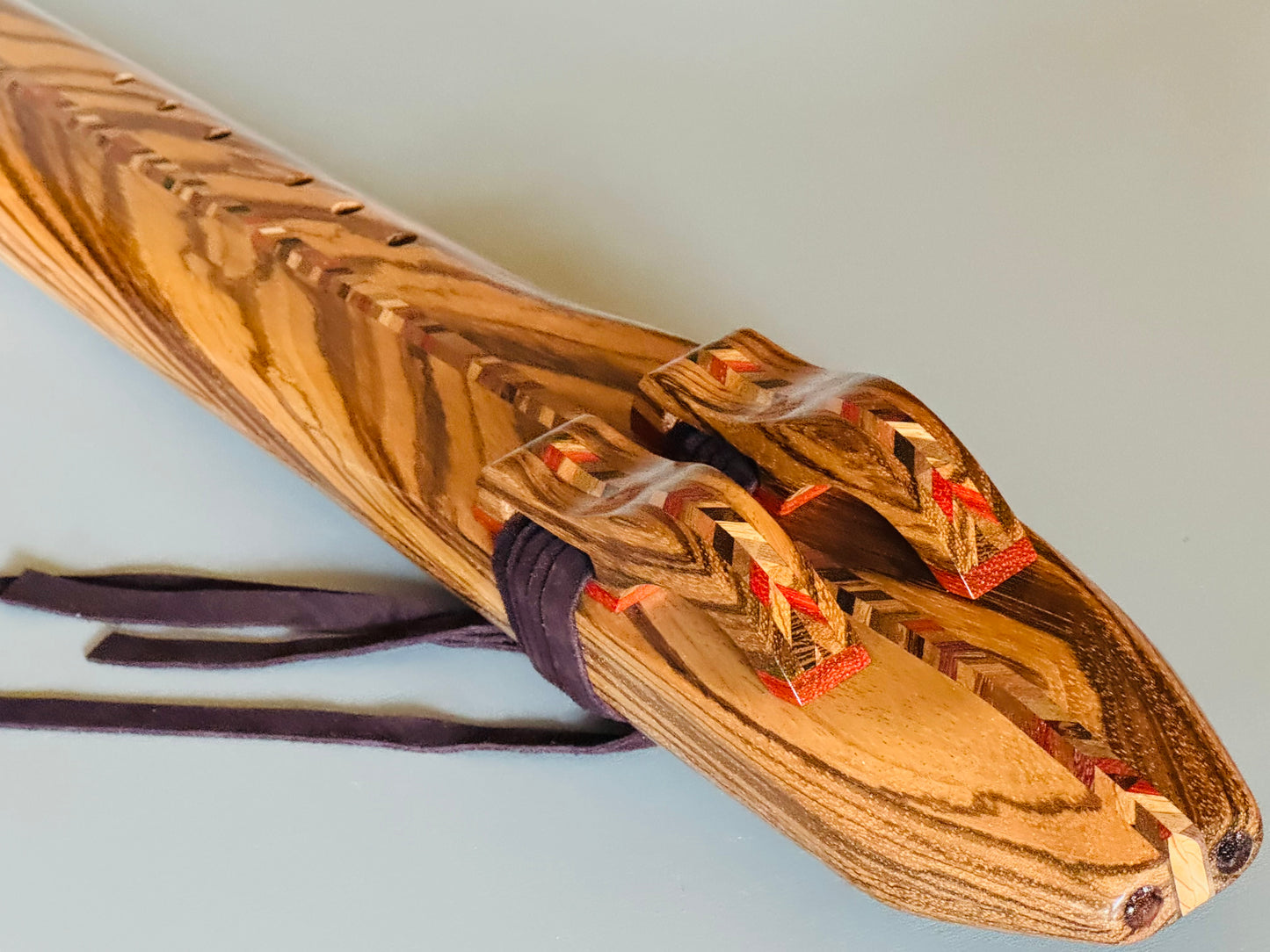 Native Americans double bass flute Zebrano D 440Hz