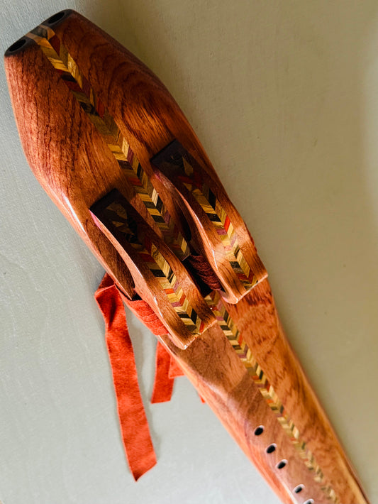 Native American double bass flute Bubinga D 440Hz