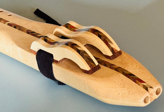 Native American double bass flute Birdeyes maple E 440Hz