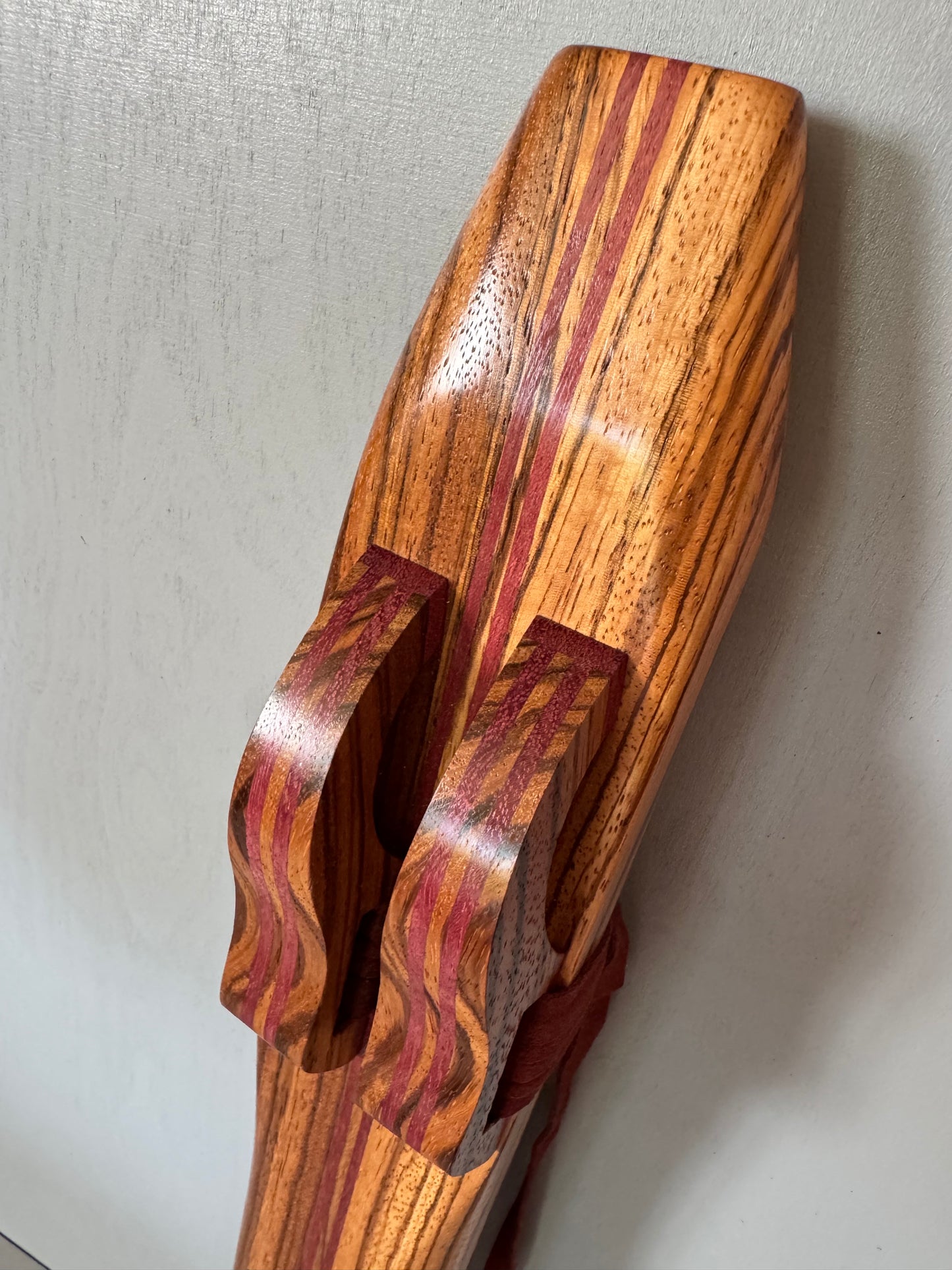 Native American style double flute Zebrano F# 440Hz