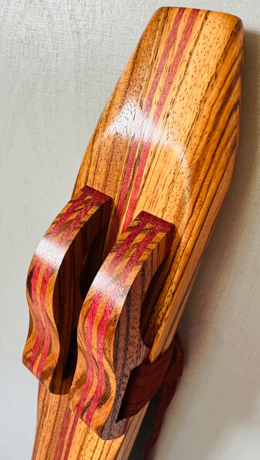 Native American style double flute Zebrano F# 440Hz