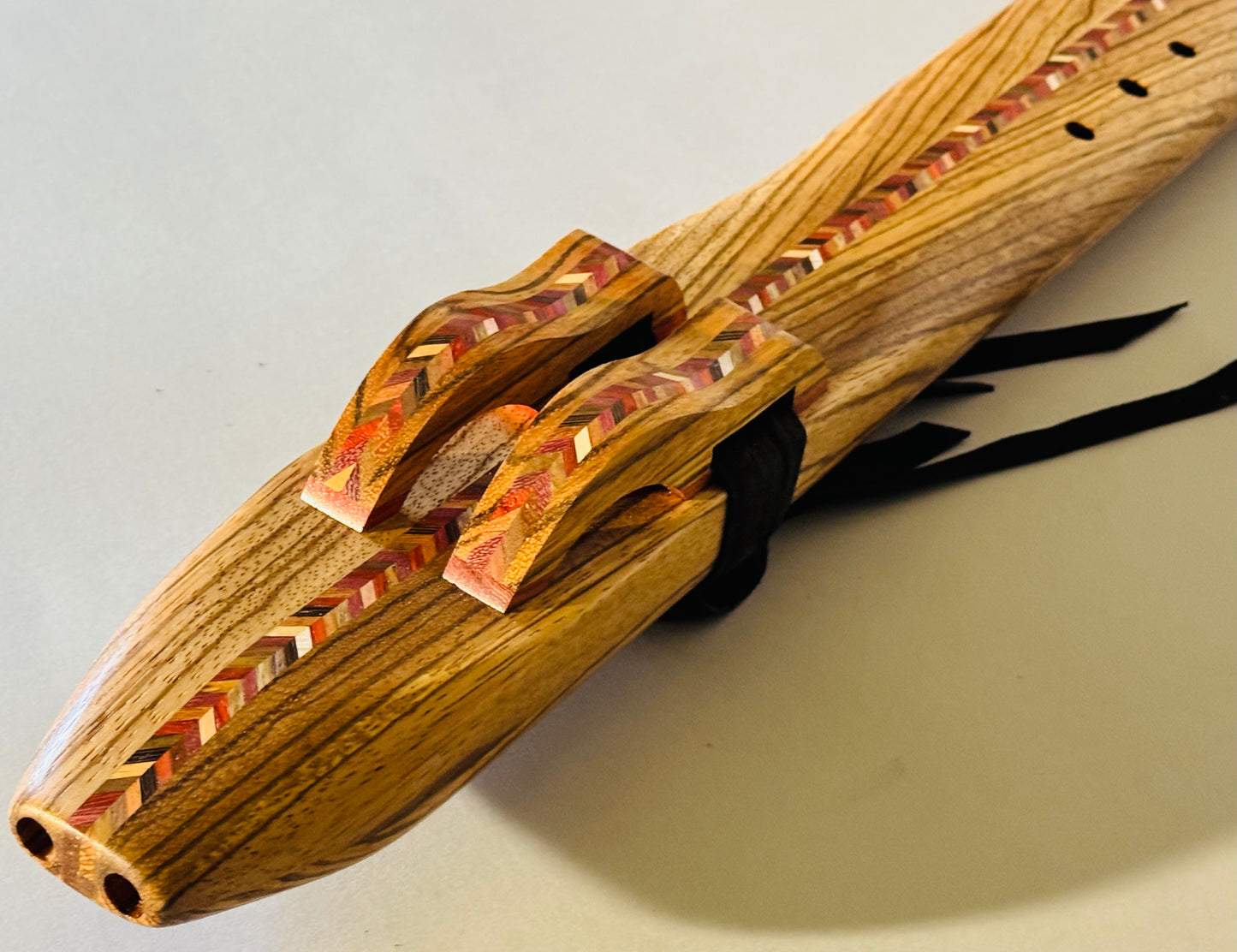 Native Americans double bass flute Zebrano D 432Hz