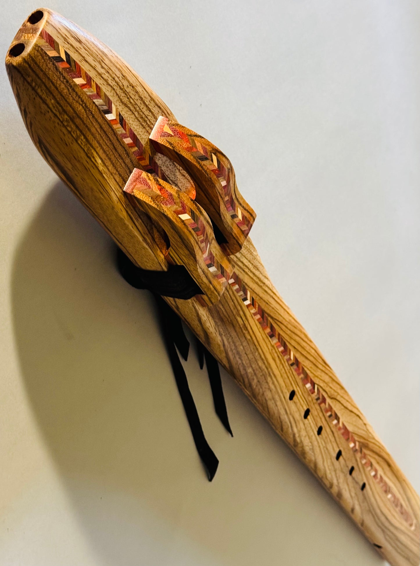 Native Americans double bass flute Zebrano D 432Hz