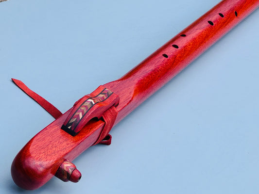 Native American style bass flute Red padouk low A 432Hz