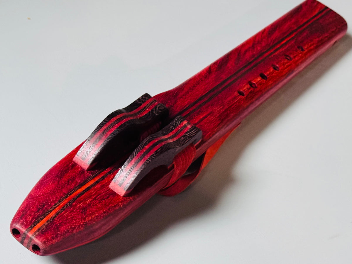 Native American style double flute Red padouk G 440Hz