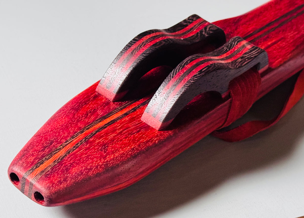 Native American style double flute Red padouk G 440Hz
