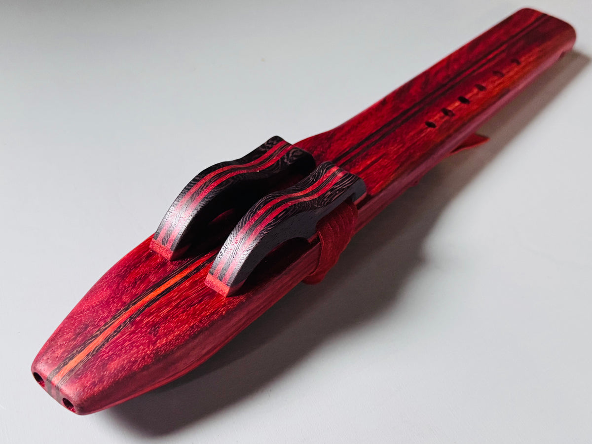 Native American style double flute Red padouk G 440Hz