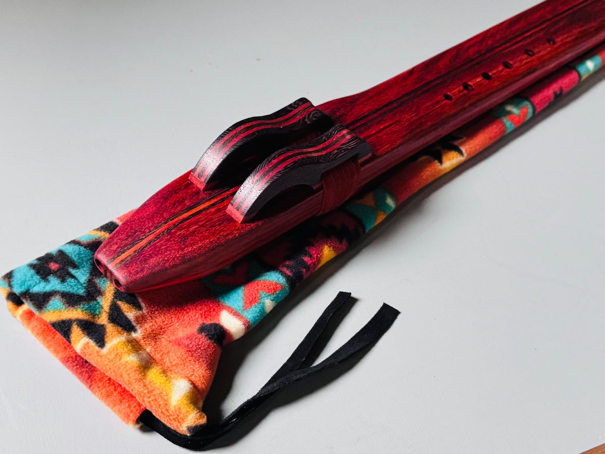 Native American style double flute Red padouk G 440Hz