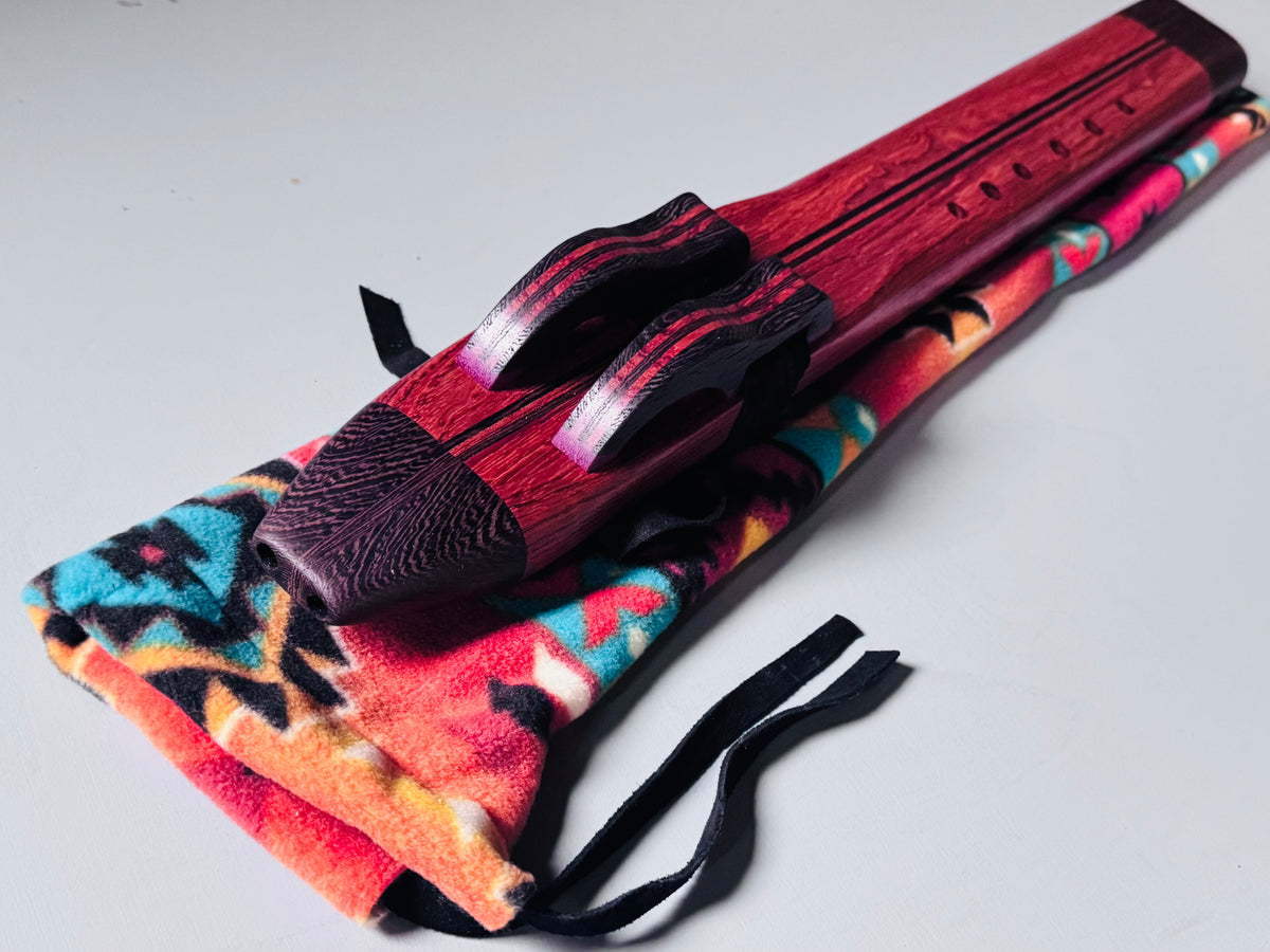 Native American style double flute Bubinga G 440Hz