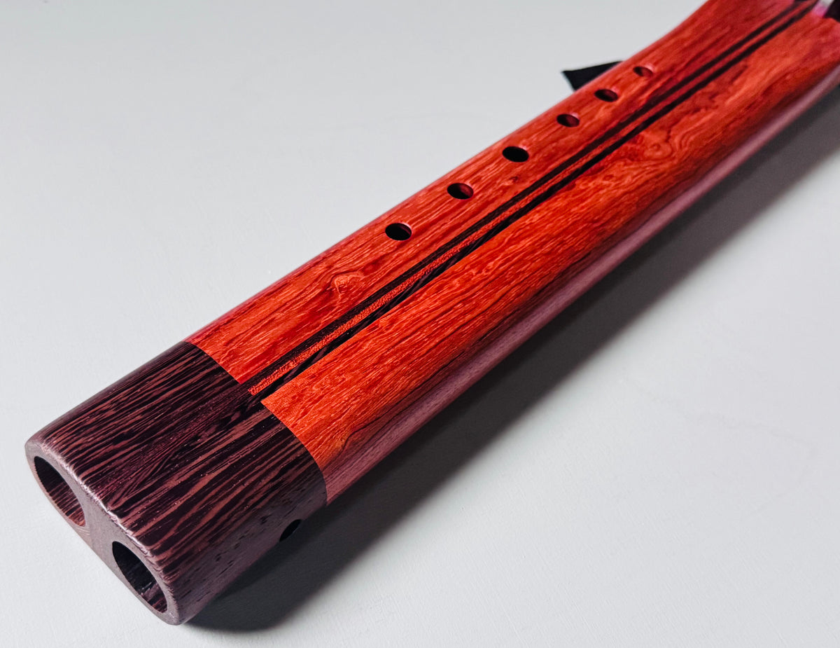 Native American style double flute Bubinga G 440Hz