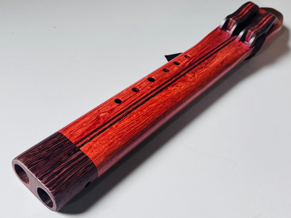 Native American style double flute Bubinga G 440Hz