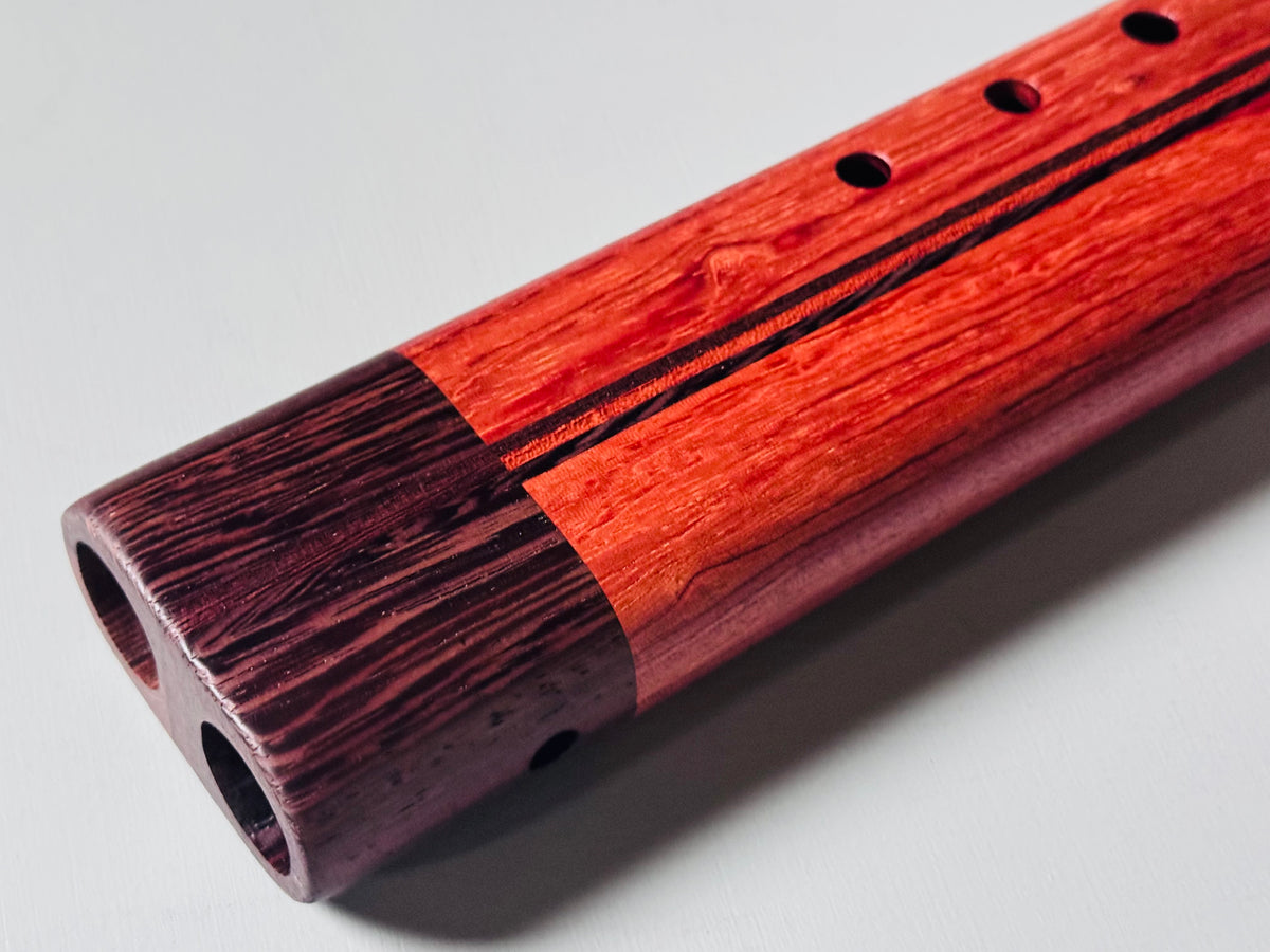 Native American style double flute Bubinga G 440Hz