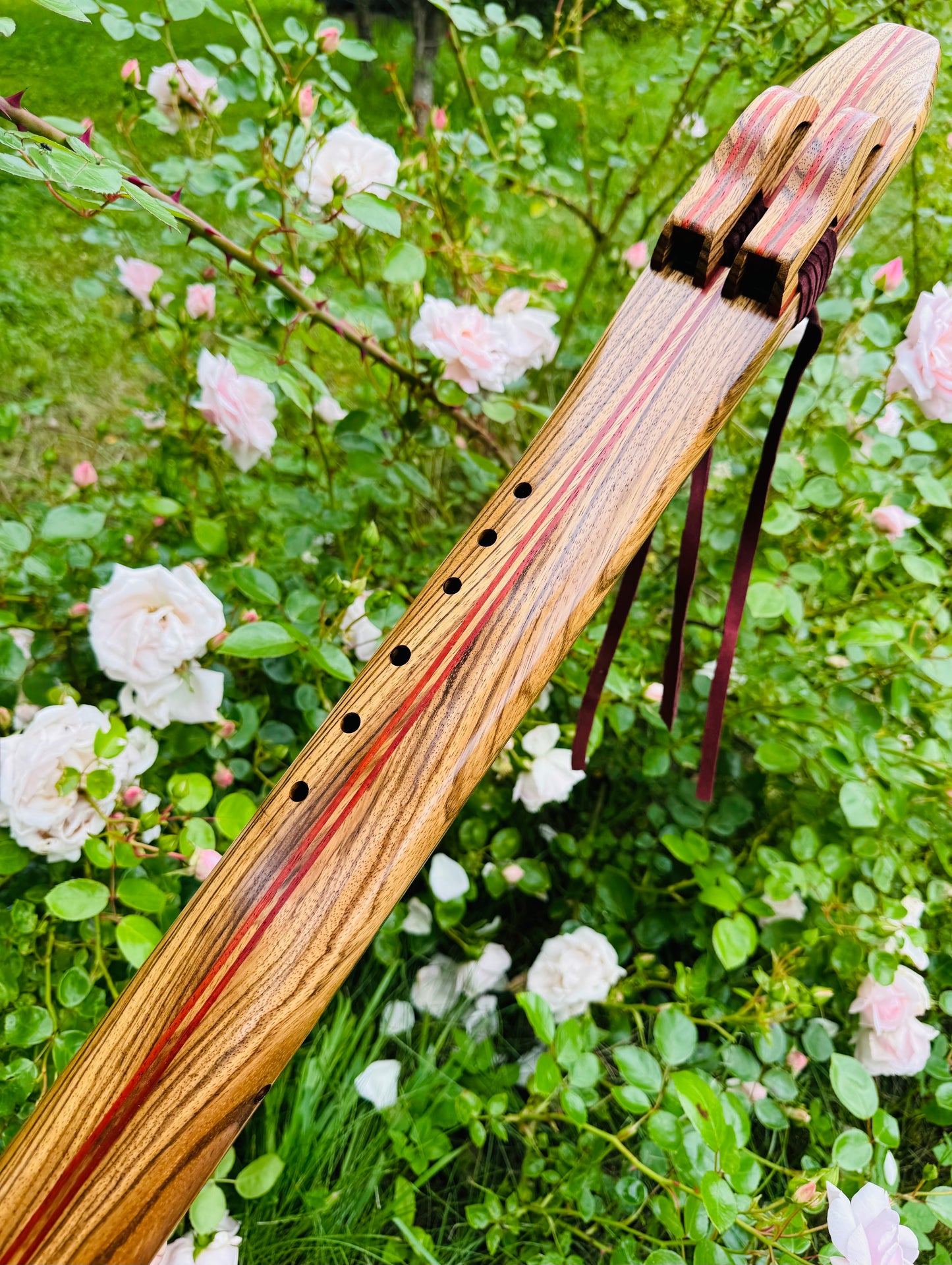 Native Americans double flute Zebra wood F# 432Hz