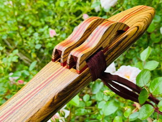Native Americans double flute Zebra wood F# 432Hz
