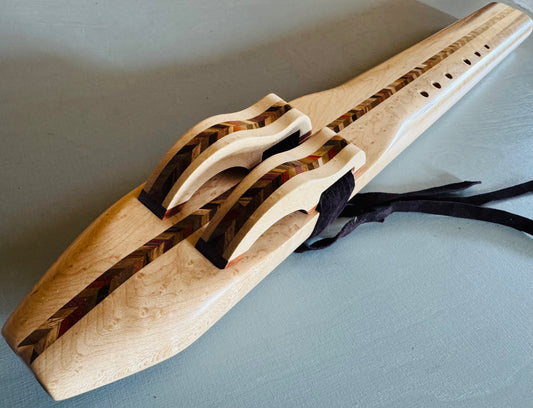 Native Americans double bass flute Birdeyes maple E 440Hz