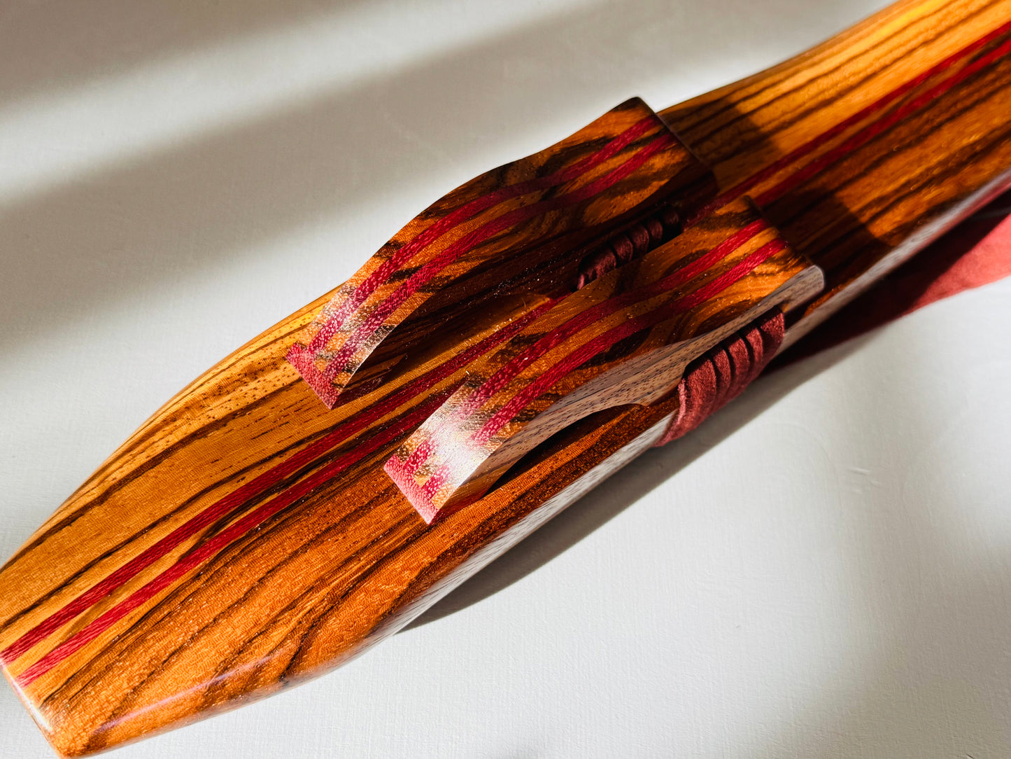 Native American style double flute Zebrano F# 440Hz