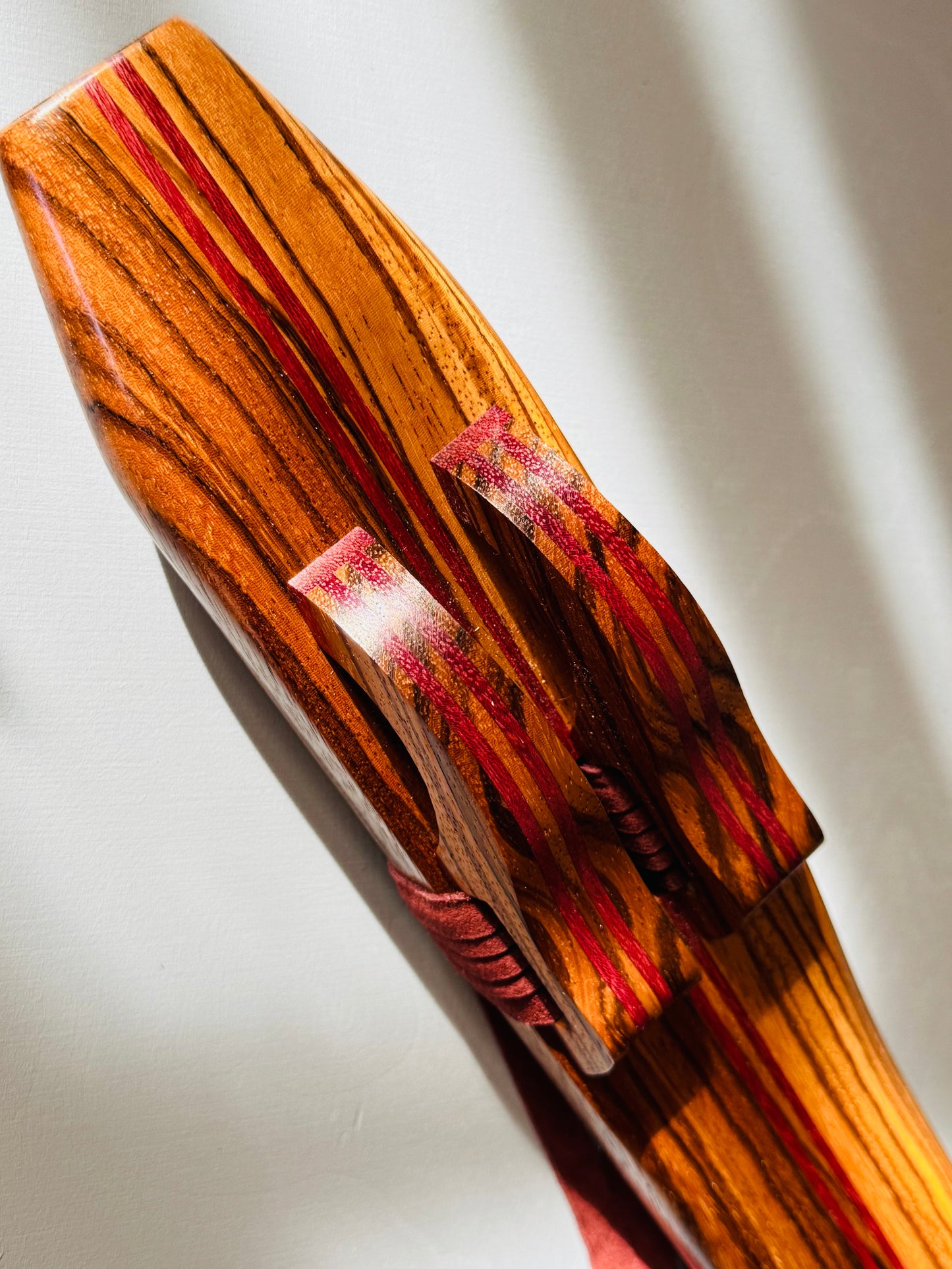 Native American style double flute Zebrano F# 440Hz