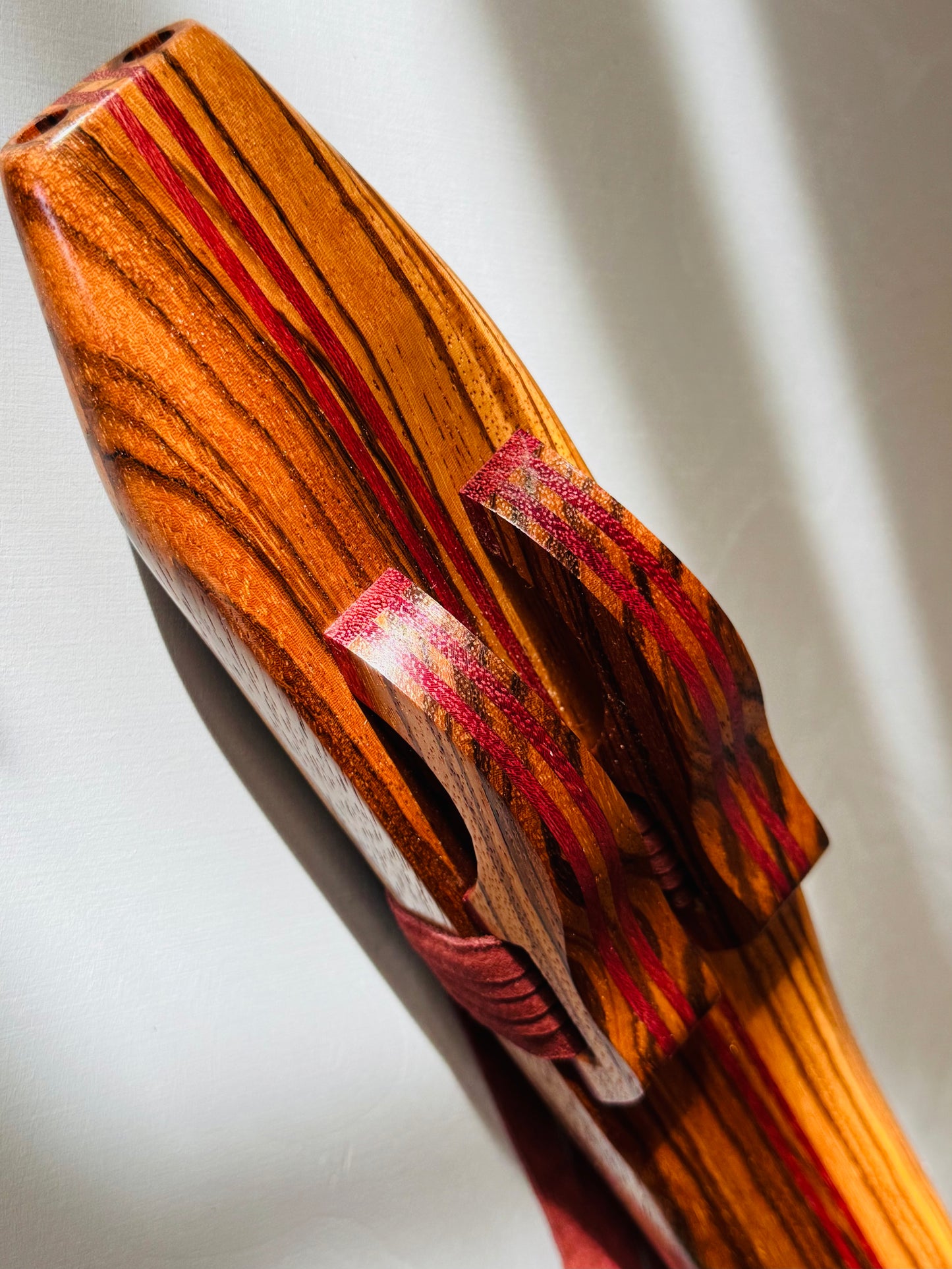 Native American style double flute Zebrano F# 440Hz