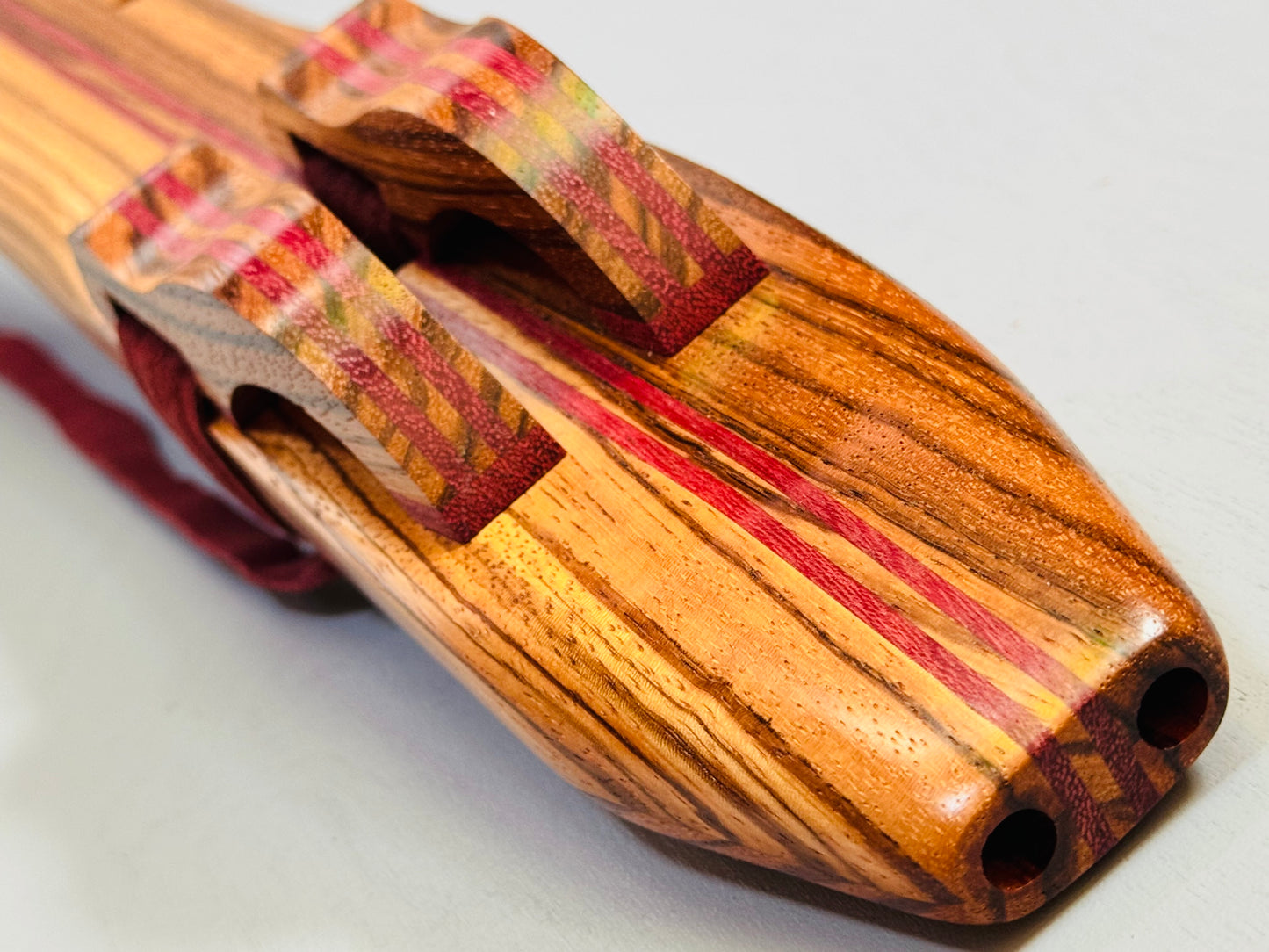 Native American style double flute Zebrano F# 440Hz