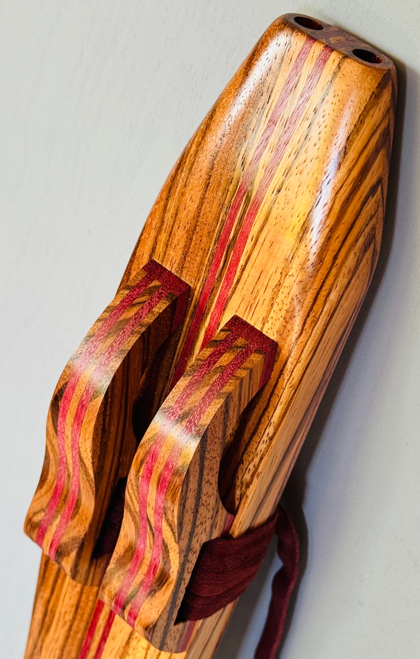 Native American style double flute Zebrano F# 440Hz