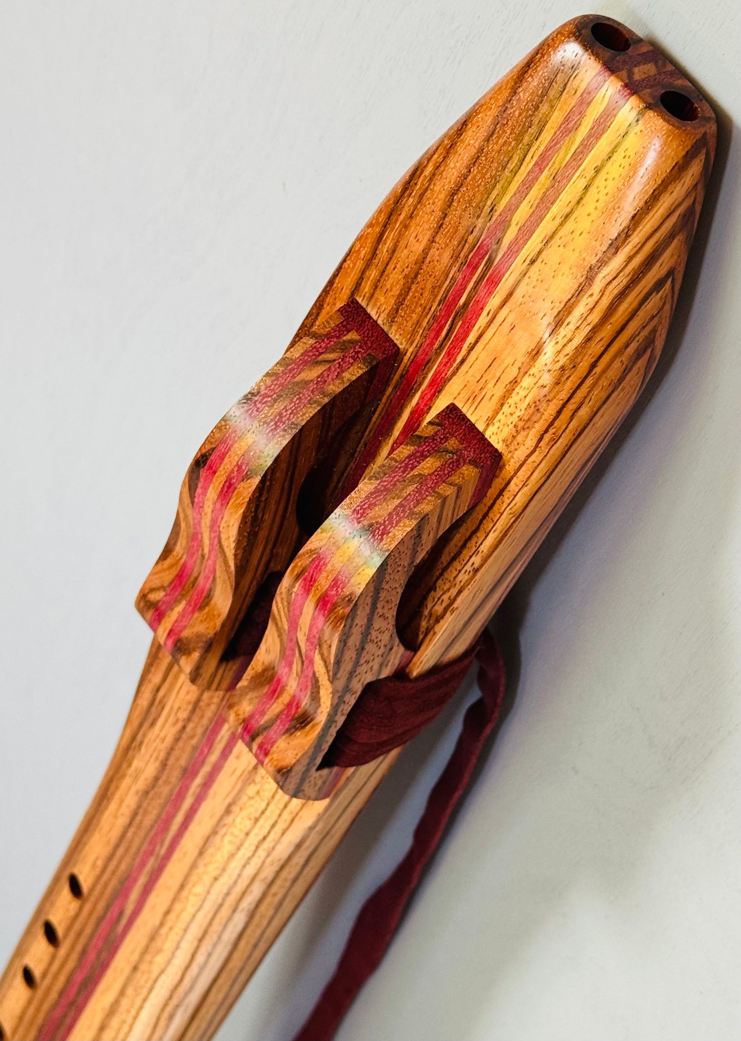 Native American style double flute Zebrano F# 440Hz