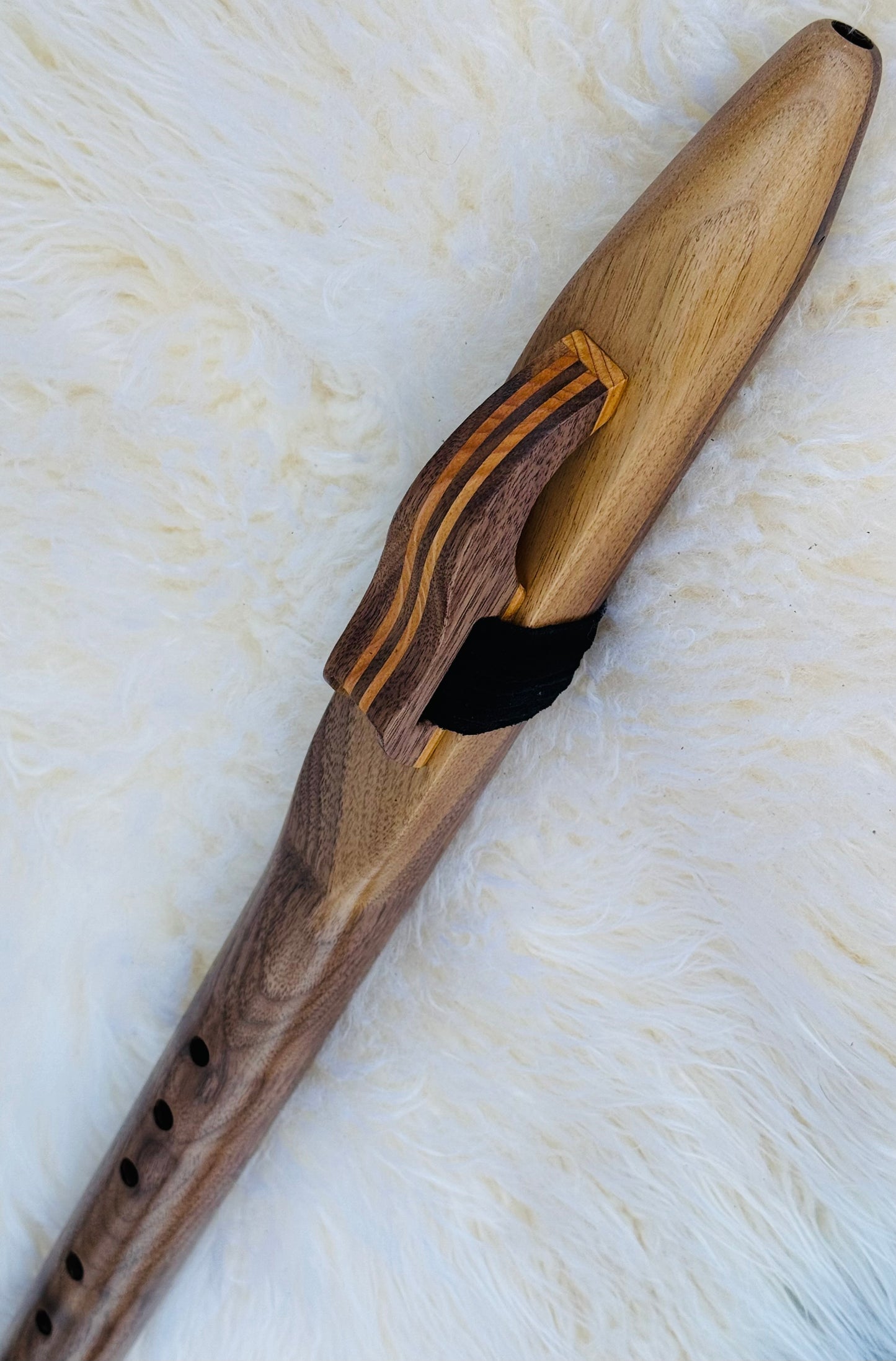 Native American style bass flute Walnut D 440Hz