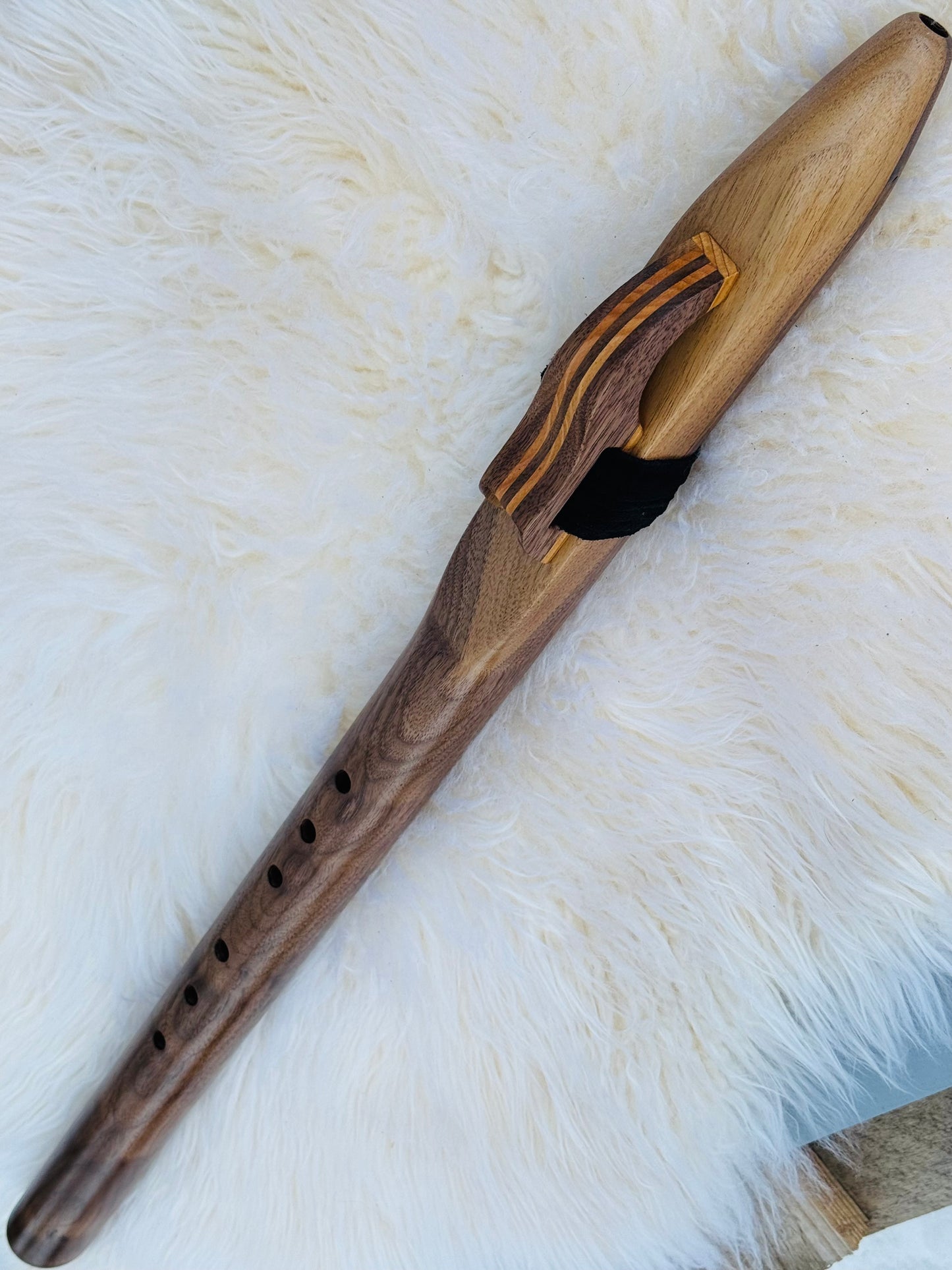 Native American style bass flute Walnut D 440Hz