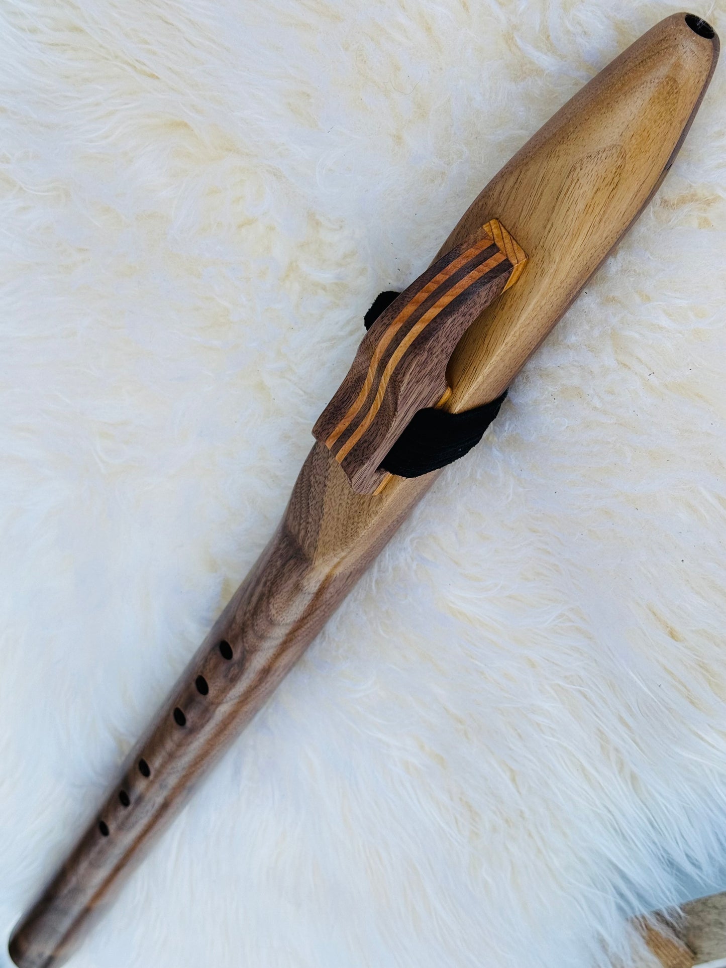 Native American style bass flute Walnut D 440Hz