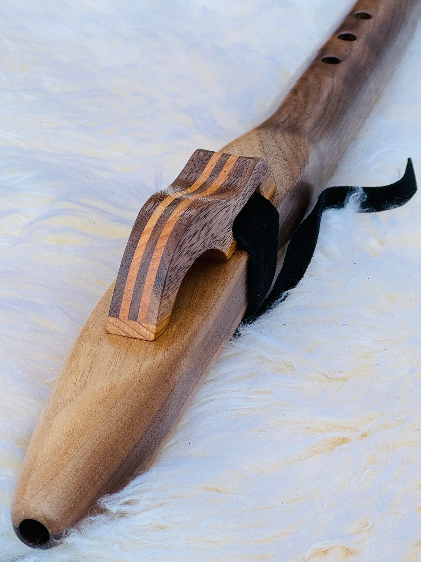 Native American style bass flute Walnut D 440Hz