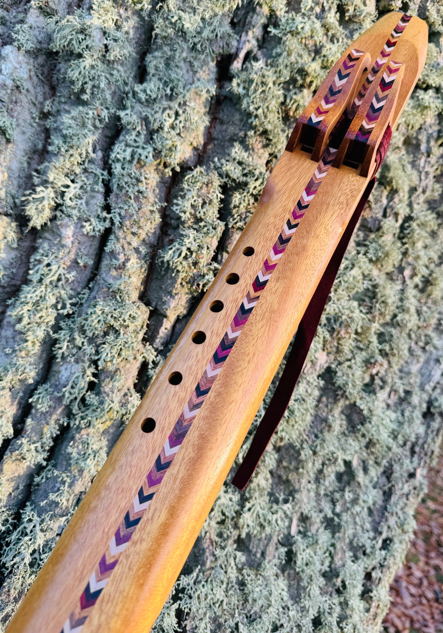 Native Americans double flute Teak wood A 440Hz