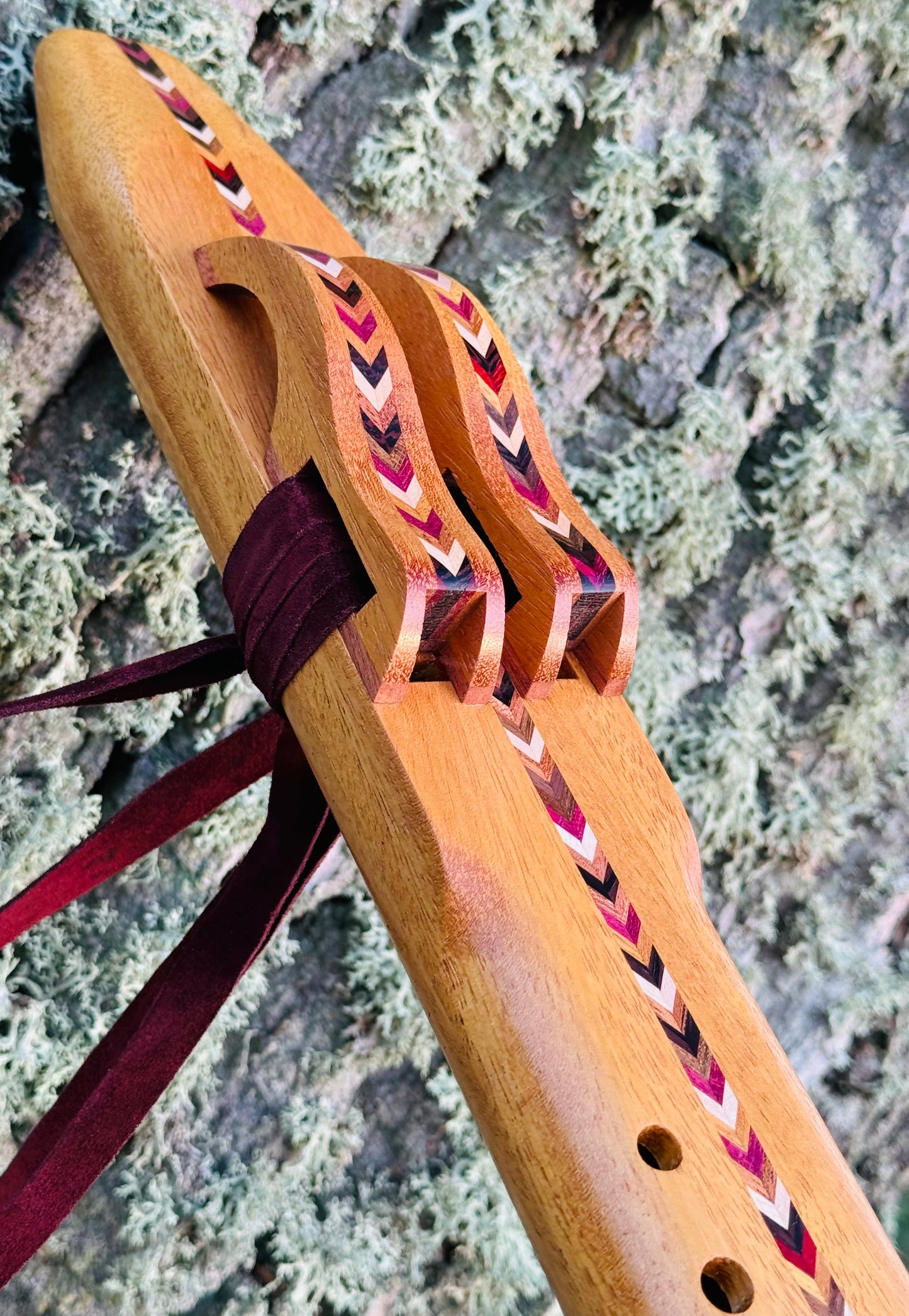 Native Americans double flute Teak wood A 440Hz