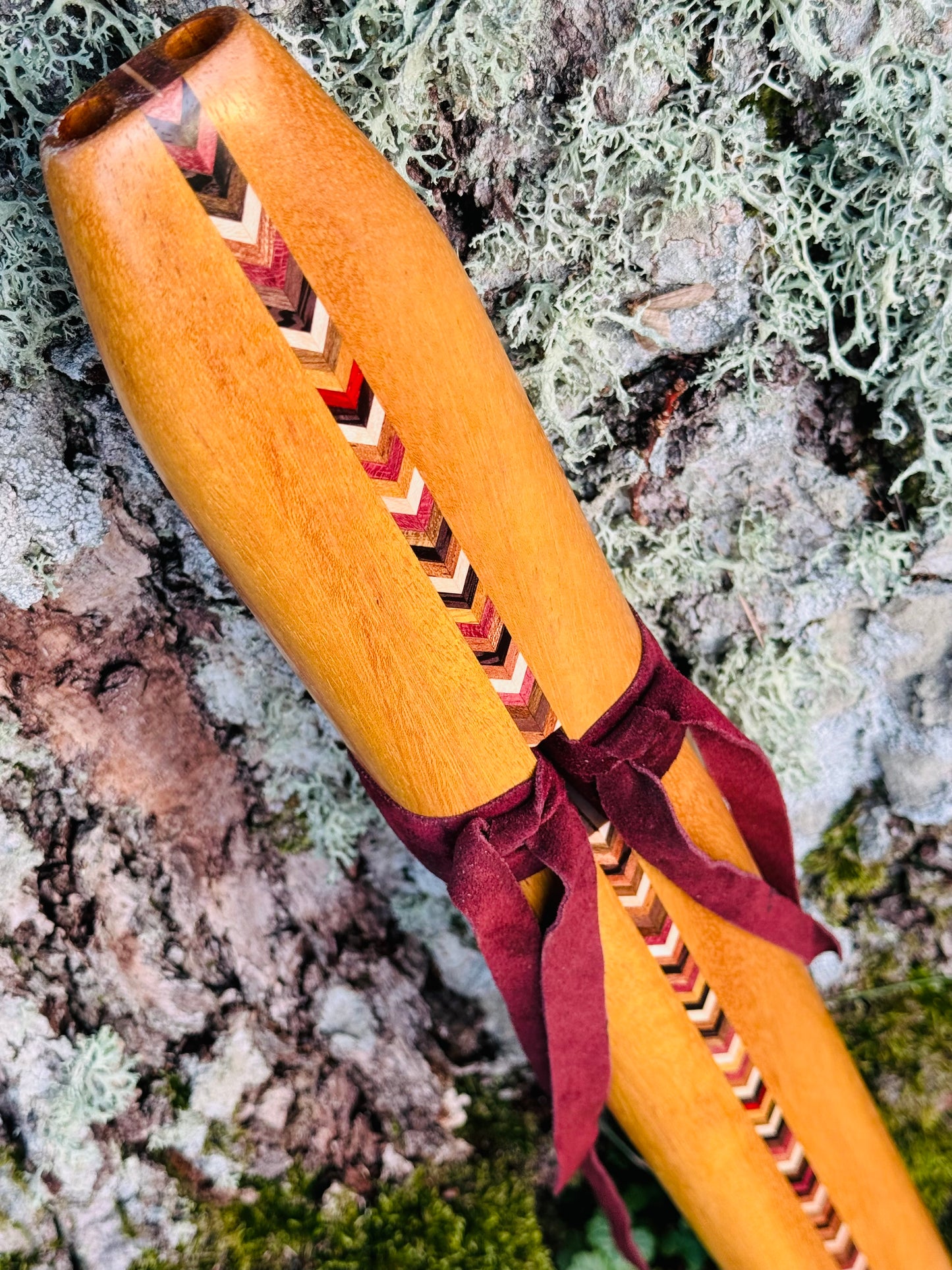 Native Americans double flute Teak wood A 440Hz