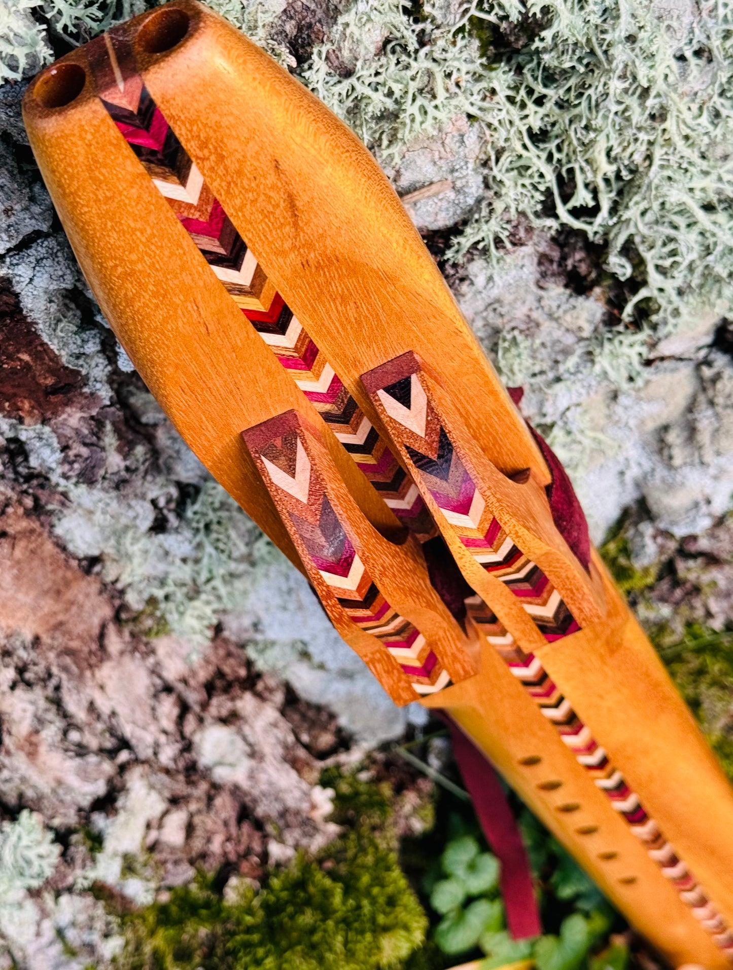 Native Americans double flute Teak wood A 440Hz