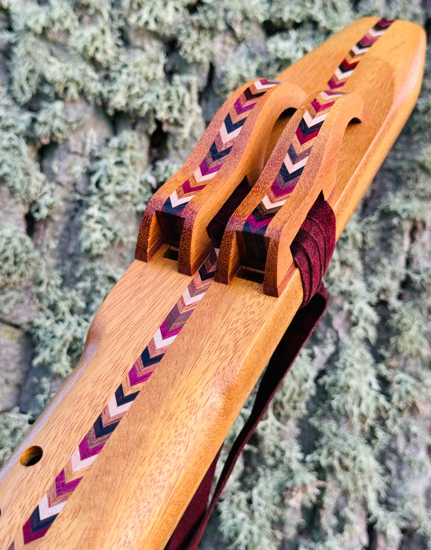 Native Americans double flute Teak wood A 440Hz