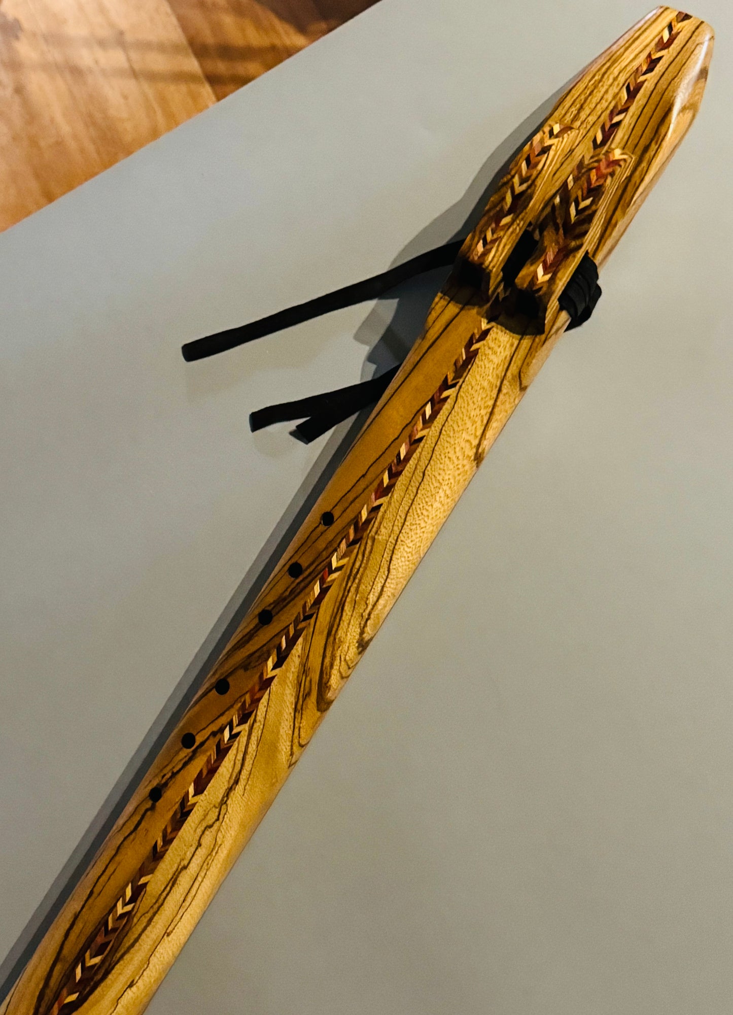 Native Americans Double bass flute Zebra wood D 432Hz