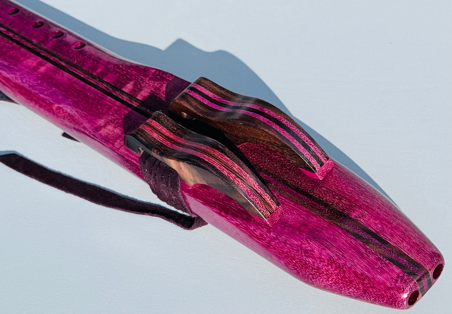Native American style double flute Purple heart G 432Hz