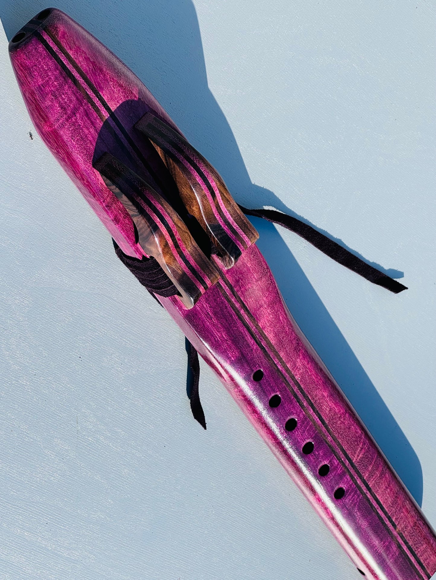 Native American style double flute Purple heart A 440Hz