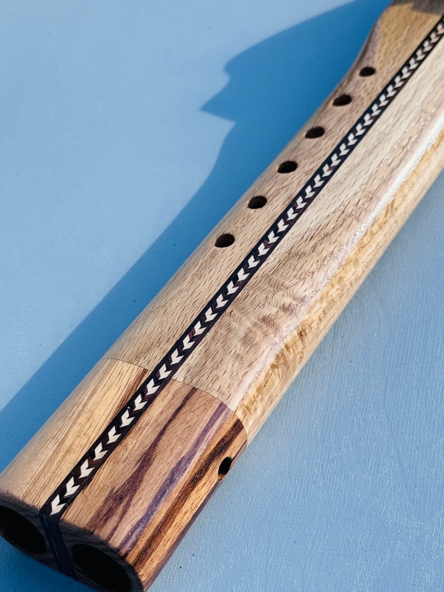 Native American style double flute Oak&zebrano A 440Hz