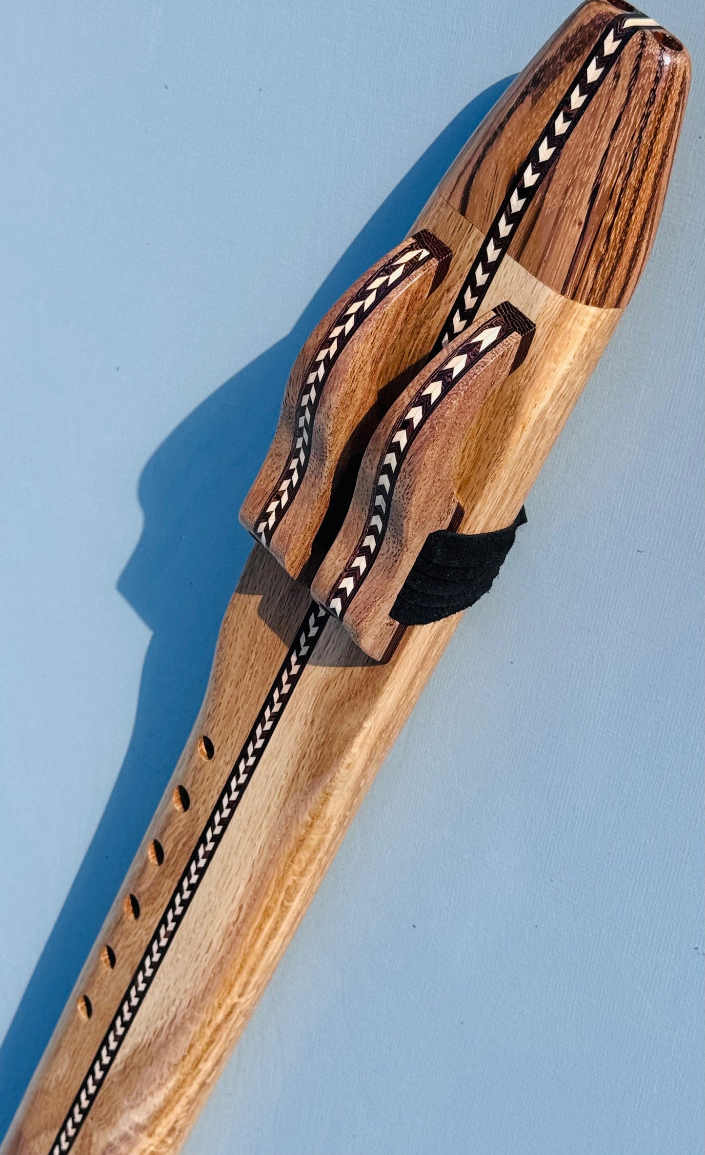 Native American style double flute Oak&zebrano A 440Hz