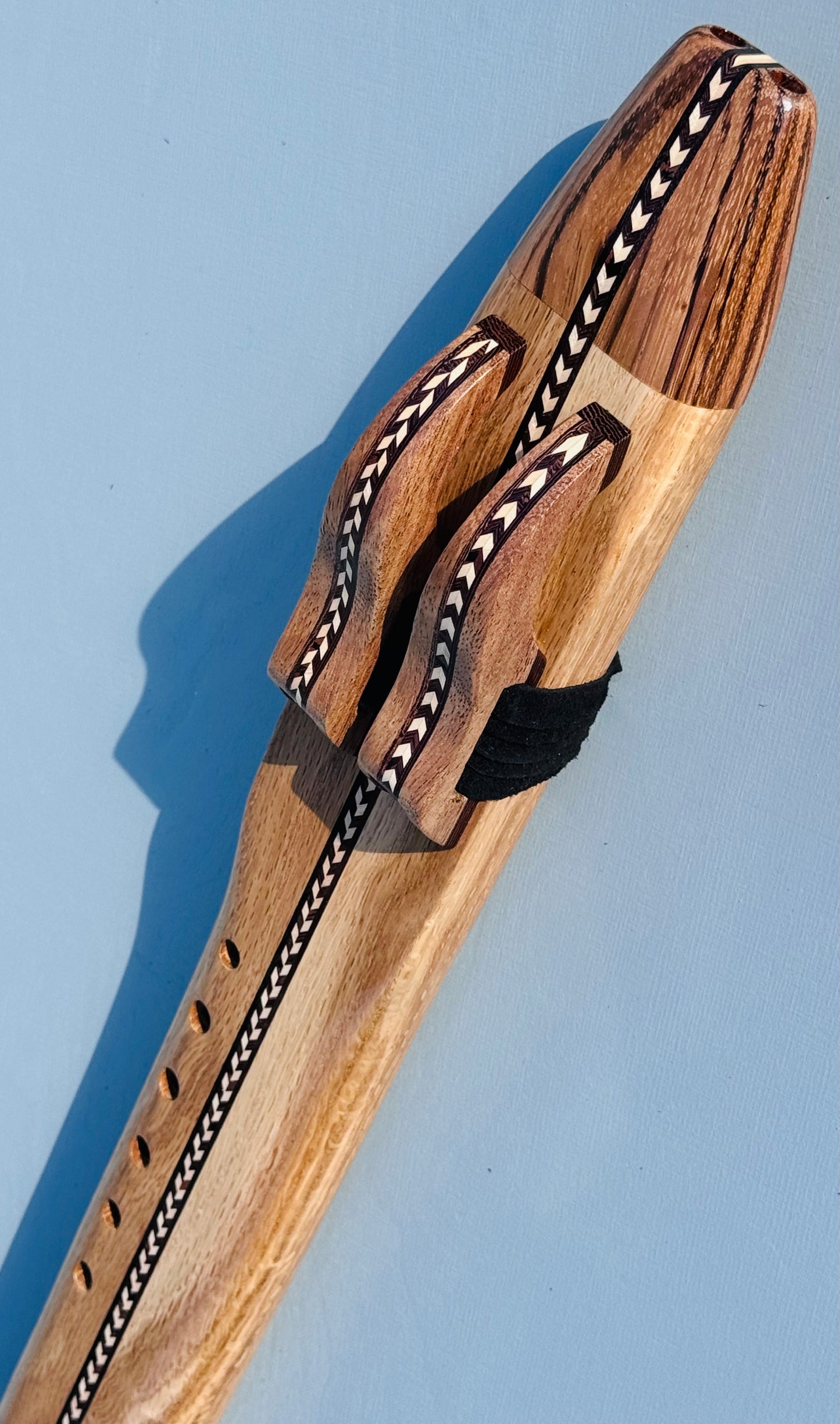 Native American style double flute Oak&zebrano A 440Hz
