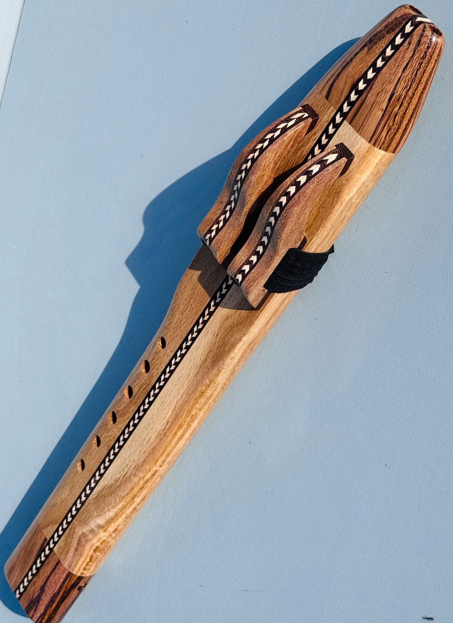 Native American style double flute Oak&zebrano A 440Hz