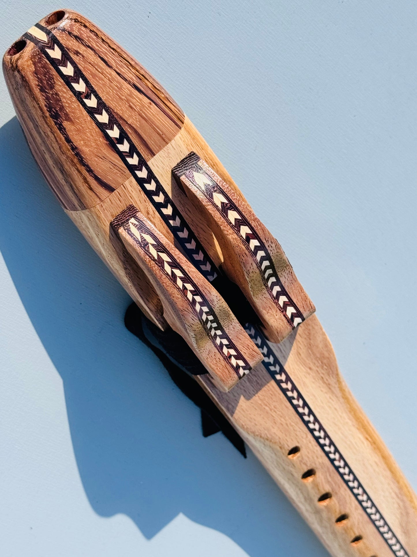 Native American style double flute Oak&zebrano A 440Hz