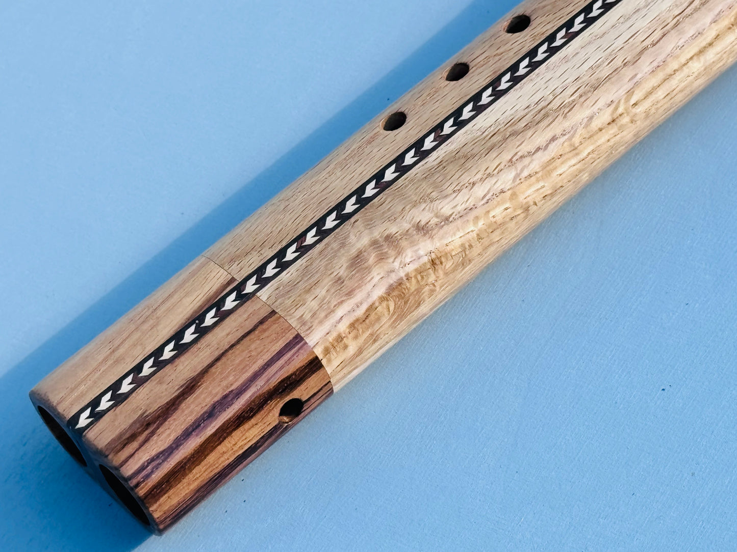 Native American style double flute Oak&zebrano A 440Hz