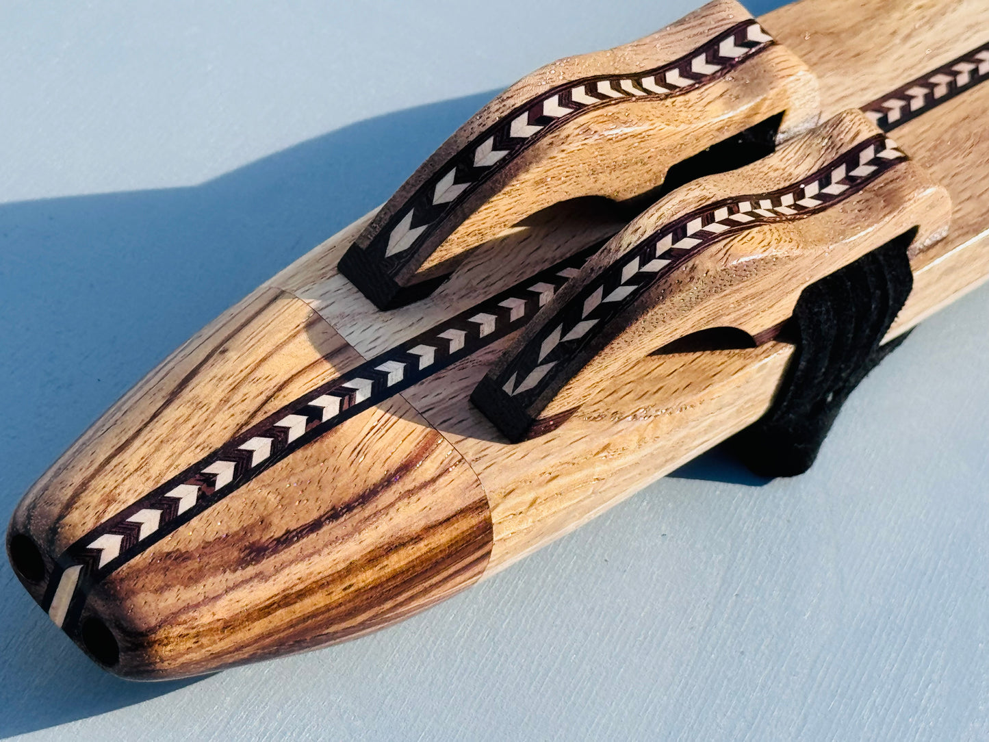 Native American style double flute Oak&zebrano A 440Hz